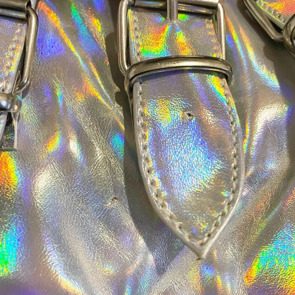 Demonia Womens Heart Strap Silver Platform Boots - Picture 6 of 8